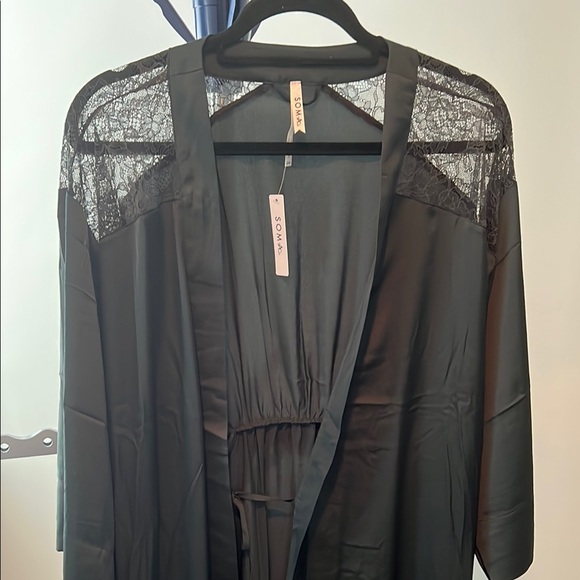 Soma Charcoal Lace Accent Robe